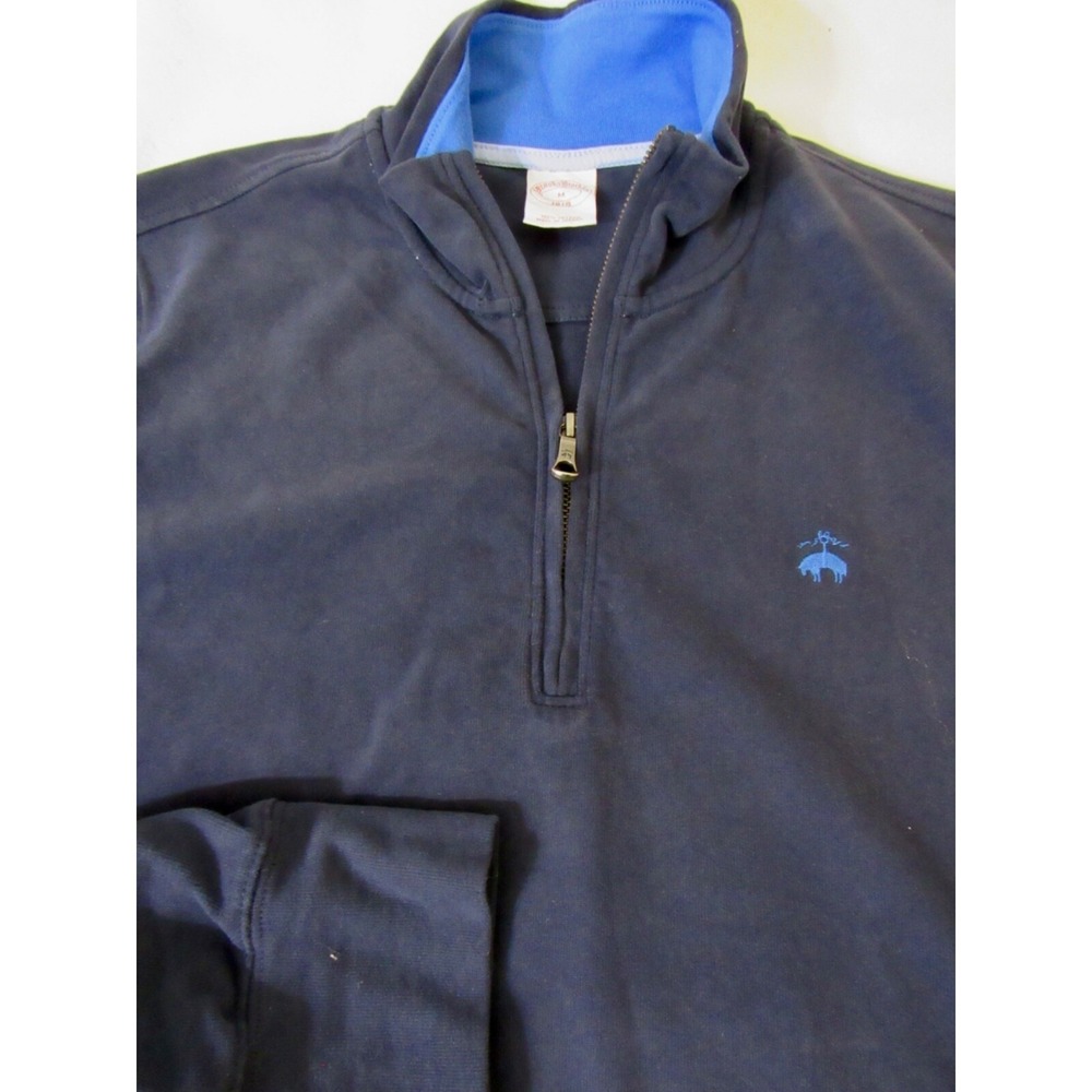 Brooks Brothers 1818 1/4 Zip Blue Cotton Sweater Sz M - Picture 7 of 14